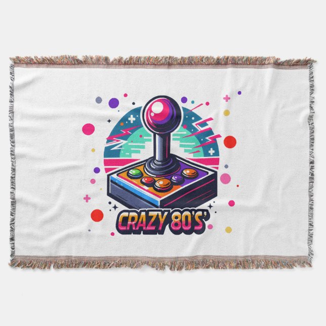 crazy 80s old School Style Throw Blanket (Front)