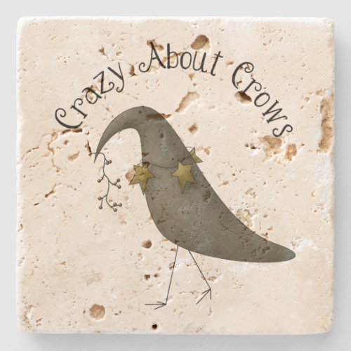 Crazy About Crows Primitive Country Crow Stone Coaster