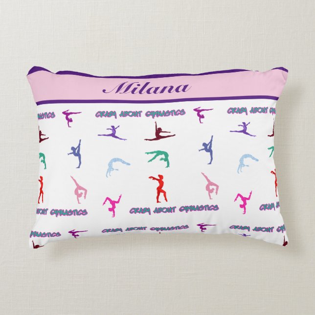 Crazy About Gymnastics Accent Pillow (Front)