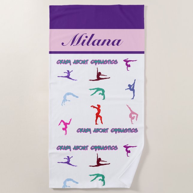 Crazy About Gymnastics Beach Towel (Front)