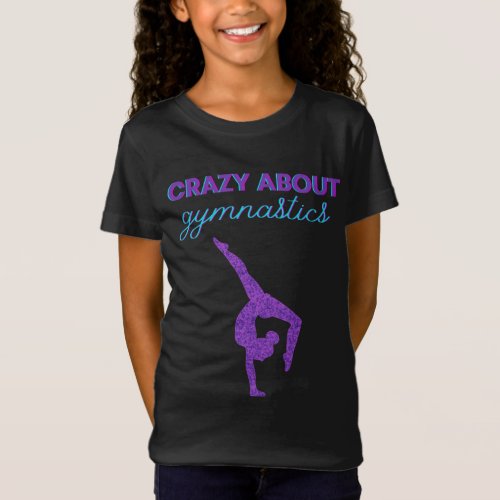 Crazy About Gymnastics Purple  Aqua T_Shirt 
