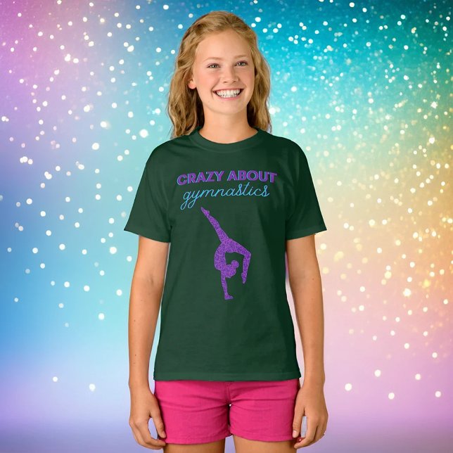 Crazy About Gymnastics Purple & Aqua T-Shirt  (Creator Uploaded)