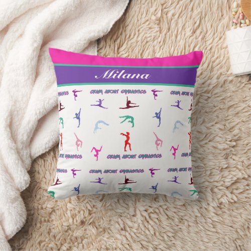 Crazy About Gymnastics Throw Pillow