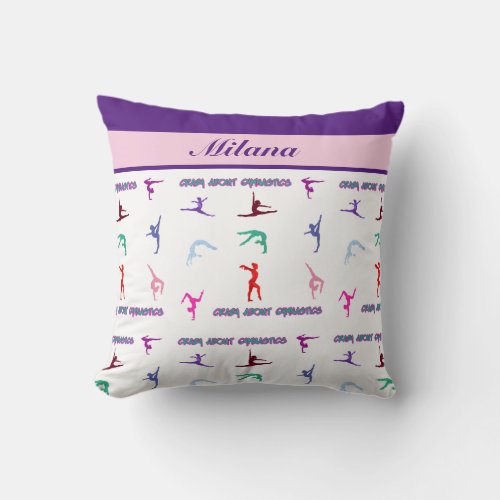 Crazy About Gymnastics Throw Pillow