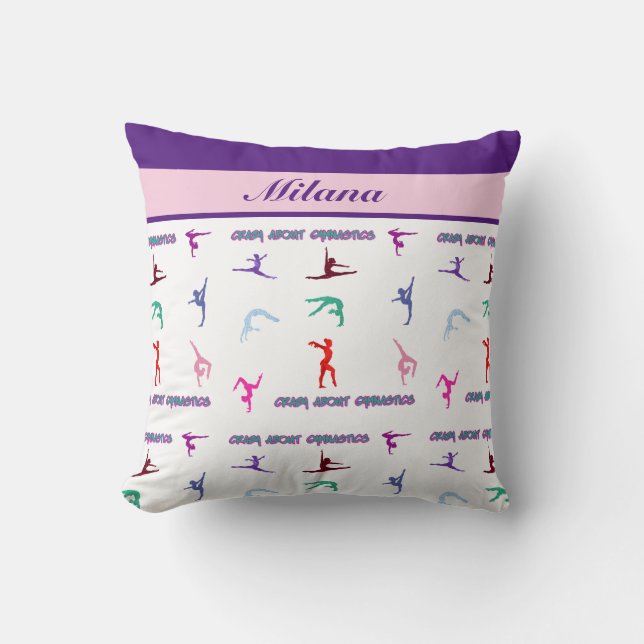 Crazy About Gymnastics Throw Pillow (Front)