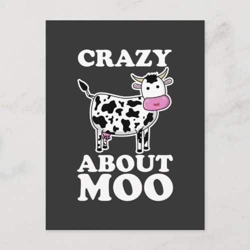 Crazy About Moo Cow Lovers Pun T_Shirt Postcard