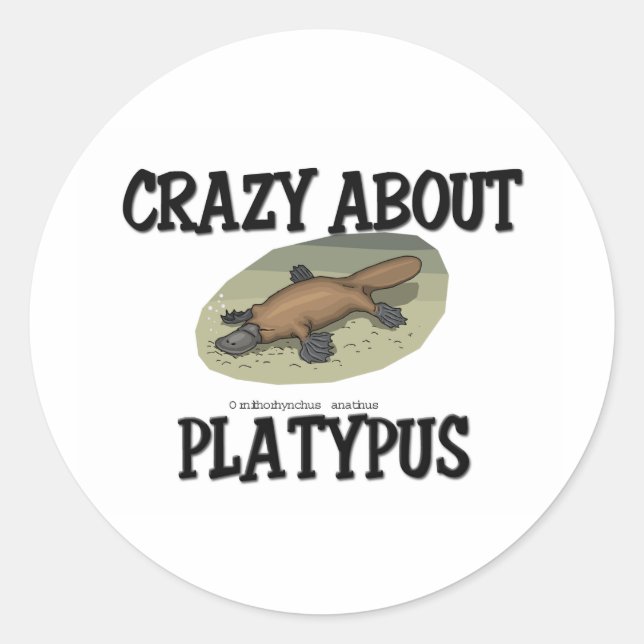 Crazy About Platypus Classic Round Sticker (Front)