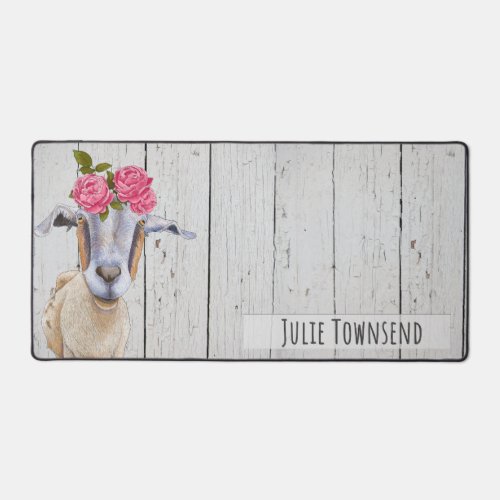 Crazy About the Farm Desk Mat _ Goat with Roses