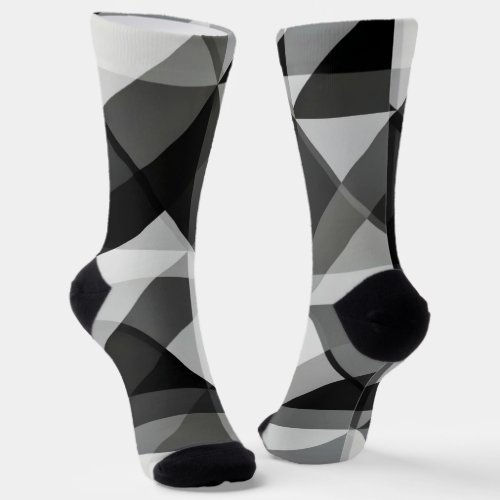 Crazy Abstract Argyle Socks in Black and Gray