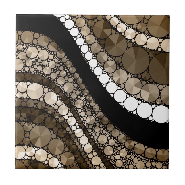 Crazy Abstract Bling Brown and Cream Ceramic Tile (Front)