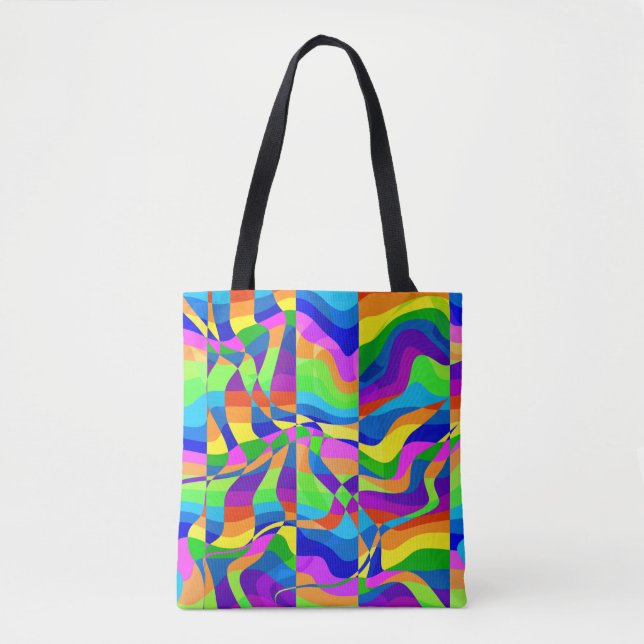Crazy Abstract Rainbow Neon Tote Bag (Front)