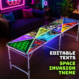 Crazy Aliens Space party full graphics EDITABLE Beer Pong Table