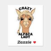 Crazy Alpaca Lady Custom Vinyl Cut Sticker (Sheet)