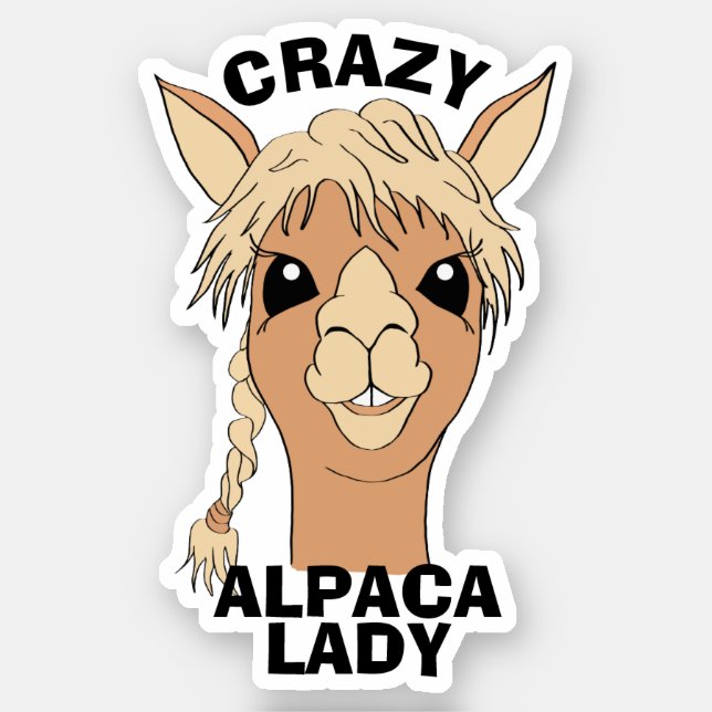 Crazy Alpaca Lady Custom Vinyl Cut Sticker (Front)