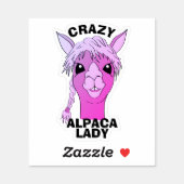 Crazy Alpaca Lady Pink Custom Vinyl Cut Sticker (Sheet)