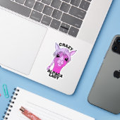 Crazy Alpaca Lady Pink Custom Vinyl Cut Sticker (Laptop w/ iPhone)