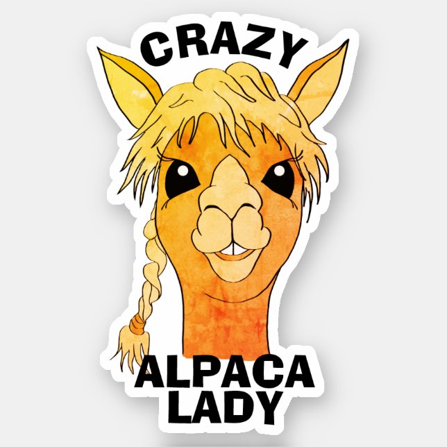 Crazy Alpaca Lady Rustic Custom Vinyl Cut Sticker (Front)