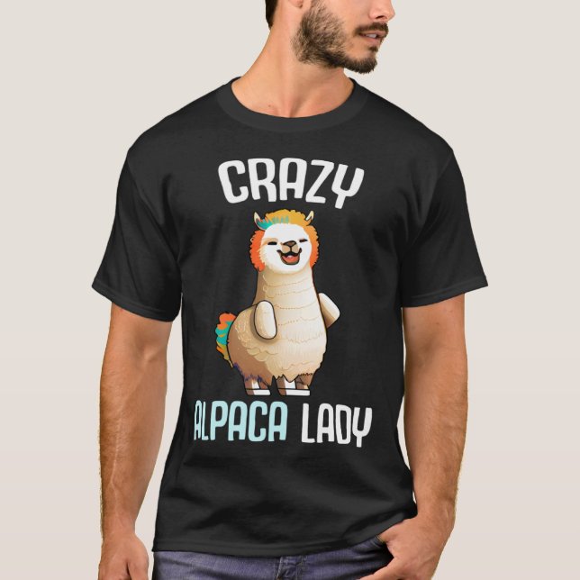 Crazy Alpaca Lady Women's Cute Alpaca Lama Zoo T-Shirt (Front)