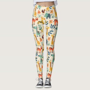 Crazy Animals Colorful Pattern Leggings
