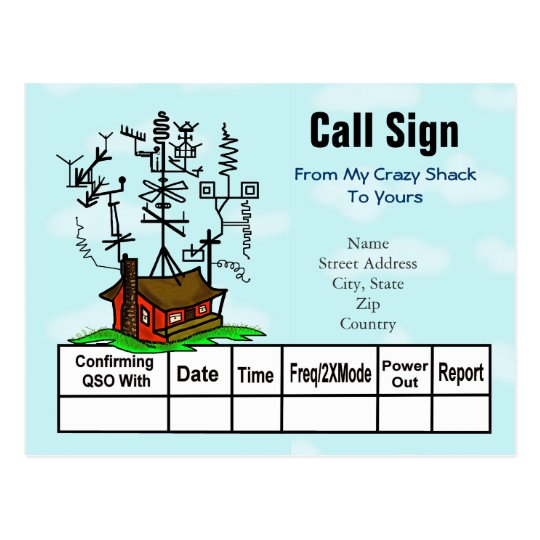 Crazy Antenna Ham Radio Shack QSL Cards | Zazzle.com