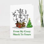 Crazy Antenna House Ham Radio Christmas Card