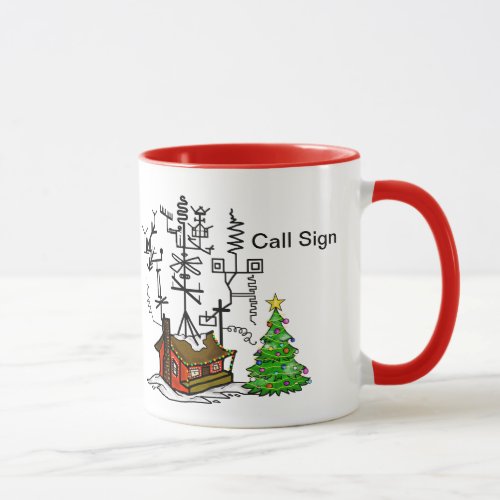 Crazy Antenna House Ham Radio Christmas Mug