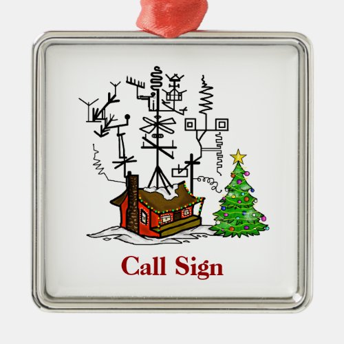 Crazy Antenna House Ham Radio Christmas Ornament