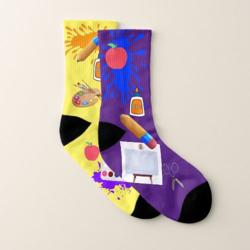 Crazy Artist Mix Up Socks Art Teacher Socks