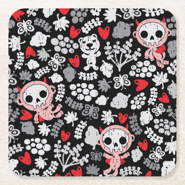 Crazy babies pattern square paper coaster (Front)