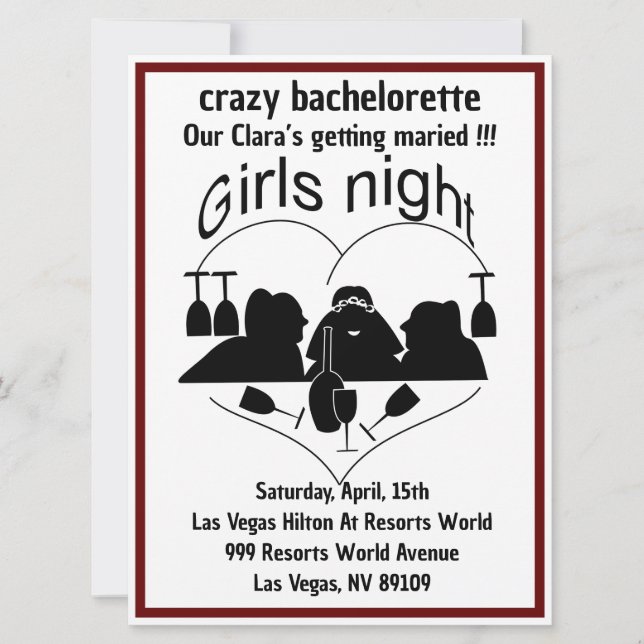Crazy bachelorette announcement (Front)