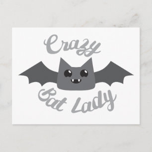 crazy bat lady circle postcard