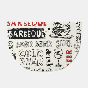 Crazy BBQ: Whimsical Doodle Art Doormat