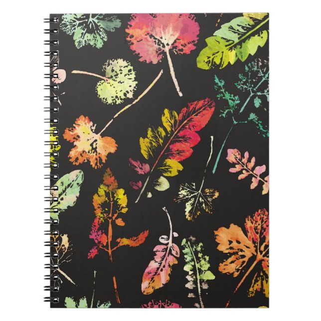 crazy beautiful watercolor pattern of leaves. hand notebook (Front)