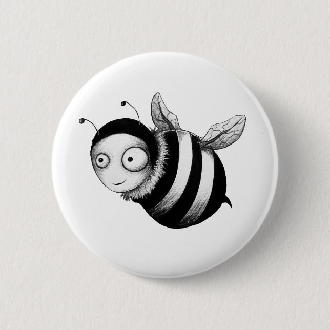 Crazy Bee Pinback Button (Front)