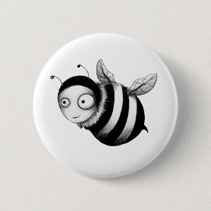 Crazy Bee Pinback Button