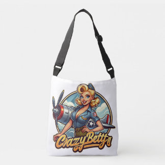 Crazy betty pilot girl from ww2 pinup crossbody bag