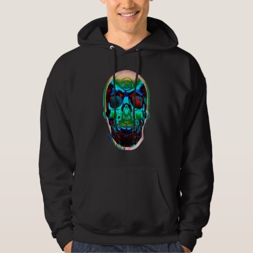 Crazy Big Tooth Skull In Red Blue Green Hoodie