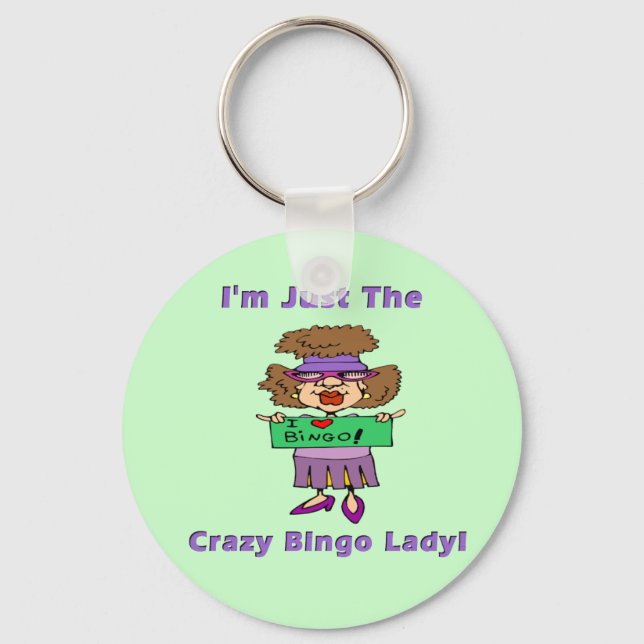 Crazy Bingo Lady Keychain (Front)