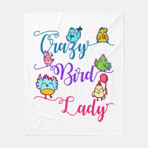 Crazy Bird Lady Bird Owner Lover Birder Two-Tone C Fleece Blanket