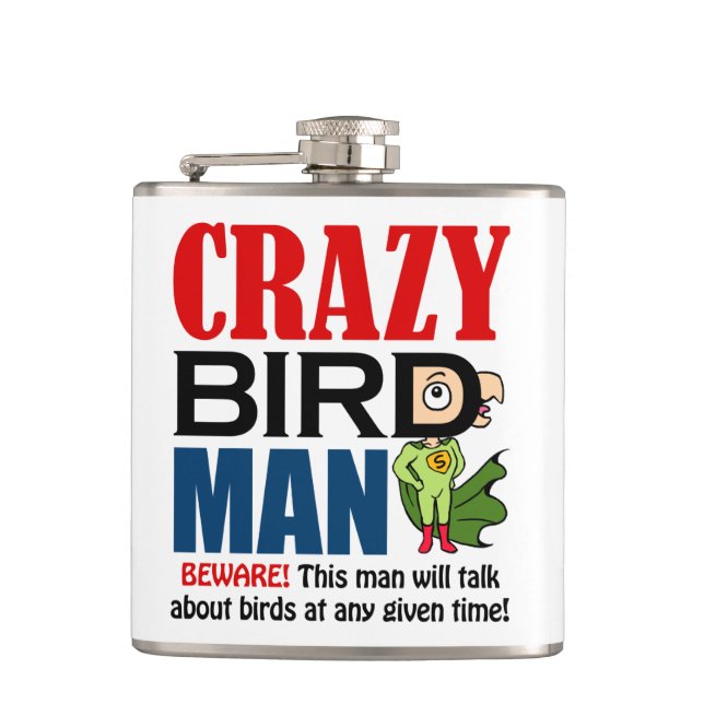Crazy bird man flask (Front)