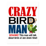 Crazy bird man postcard
