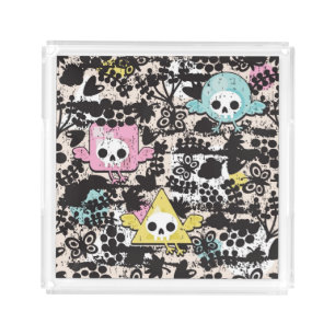 Crazy birds pattern acrylic tray