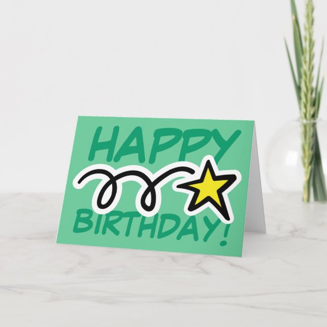 Crazy Birthday Card with yellow star (Front)