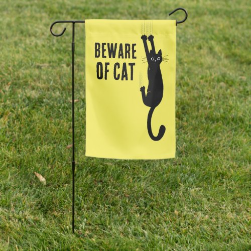 Crazy Black Cat Warning Funny Cat Hanging On Garden Flag