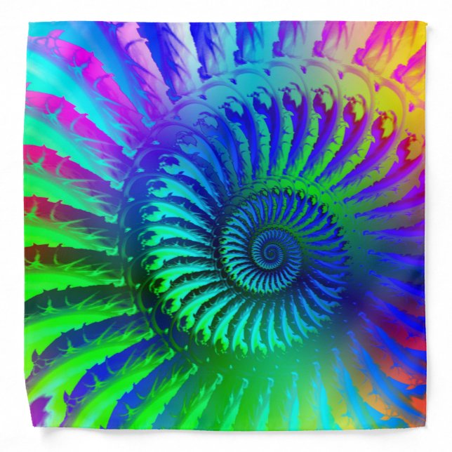 Crazy Blue Fractal Art Pattern Bandana (Front)