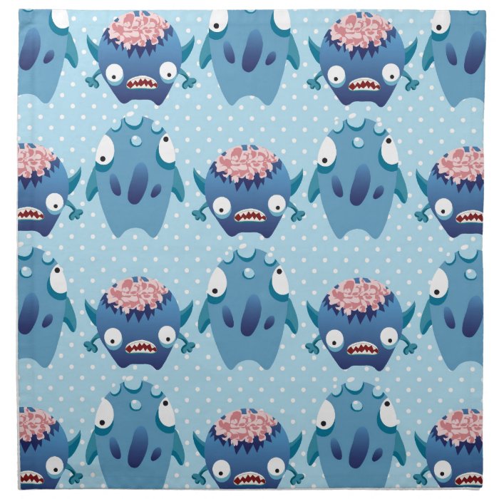 Crazy Blue Monsters Fun Creatures Gifts for Kids Printed Napkin