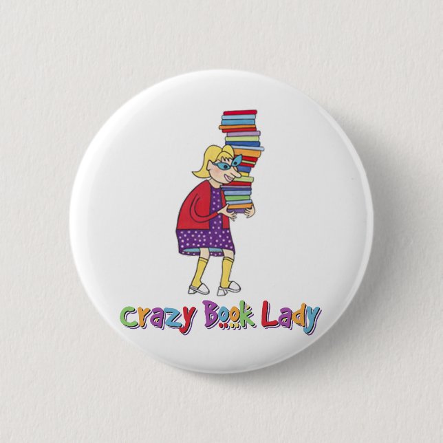 Crazy Book Lady Button (Front)