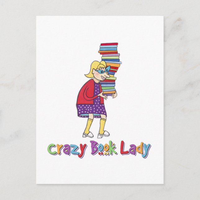 Crazy Book Lady Postcard (Front)