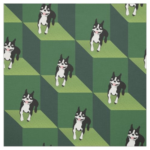 Crazy Boston on Green Cubes Fabric