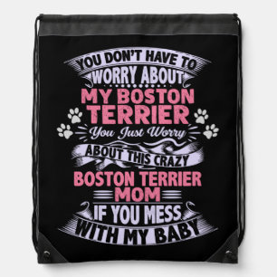 Crazy "Boston Terrier" Mom Drawstring Bag